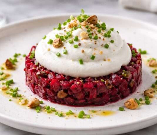 Der Februar in der französischen Küche: Rote-Bete-Tatar mit Ziegenkäse-Espuma Rote-Bete-Tatar-mit-Ziegenkäse-Espuma