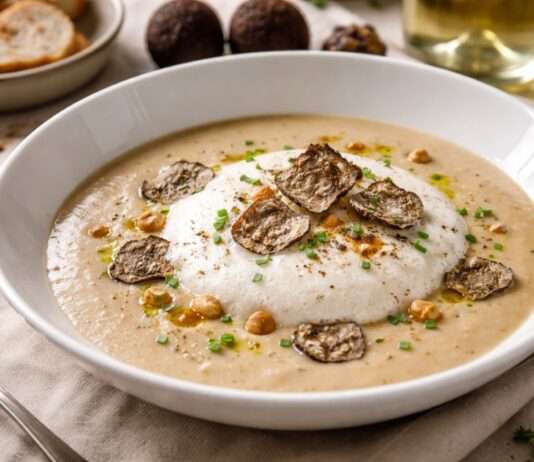 Ein samtiger Wintertraum aus Frankreich: Topinambur-Velouté mit Trüffelschaum Topinambur-Velouté-mit-Trüffelschaum