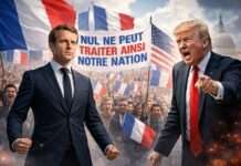 «Nul ne peut traiter ainsi notre nation»: Wie Donald Trumps Rhetorik in Frankreich eine überraschende politische Einigkeit auslöst Trump-gegen-Frankreich_Illustration