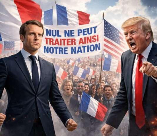 «Nul ne peut traiter ainsi notre nation»: Wie Donald Trumps Rhetorik in Frankreich eine überraschende politische Einigkeit auslöst Trump-gegen-Frankreich_Illustration