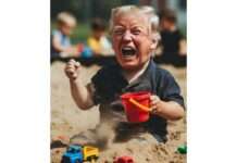 Kommentar: Weltpolitik im Sandkasten – und wir dürfen zuschauen Trump_Sandkasten_Illustration