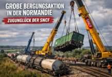 Wenn Stahl auf Zeit trifft – ein außergewöhnlicher SNCF-Einsatz in der Normandie Zugunglück_Bergung_Illustration