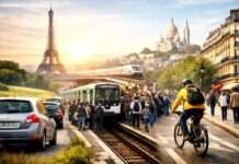 Der tägliche Weg – was die Alltagsmobilität über Frankreich verrät Auto_Nahverkehr_Illustration