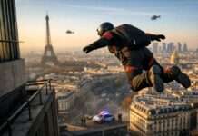 Verbotener Sprung – warum Base-Jumper Paris trotzdem nicht widerstehen Base-Jumping-Paris_Illustration