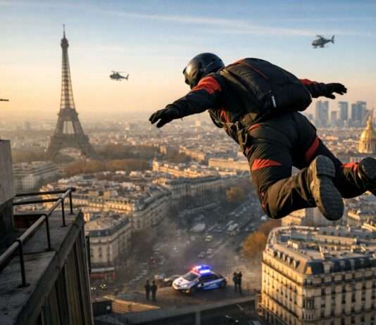 Verbotener Sprung – warum Base-Jumper Paris trotzdem nicht widerstehen Base-Jumping-Paris_Illustration