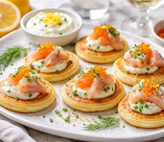 Der Februar in der französischen Küche – Blinis mit geräuchertem Saibling & Crème fraîche mit Zitrone Blinis-mit-geräuchertem-Saibling-&-Crème-fraîche-mit-Zitrone
