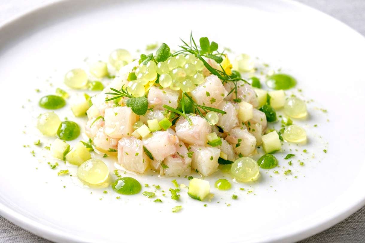 Der Februar in der französischen Küche: Ceviche vom Loup de mer mit Limetten-Perlen
