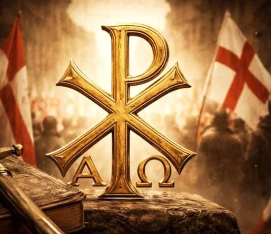 Zwischen Liturgie und Leitkultur: Wie das Christusmonogramm politisch aufgeladen wird Christusmonogramm-Politik_Illustration