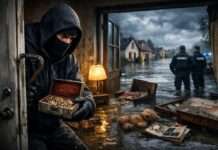 Kommentar: Man flieht vor dem Wasser – und landet im Abgrund der Niedertracht Einbruch-nach-Evakuierung_Illustration