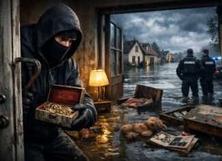 Kommentar: Man flieht vor dem Wasser – und landet im Abgrund der Niedertracht Einbruch-nach-Evakuierung_Illustration