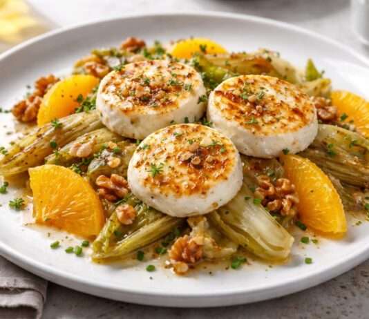 Der Februar in der französischen Küche – Gratinierter Ziegenkäse auf warmem Chicorée-Salat mit Orangenfilets Gratinierter-Ziegenkäse-auf-warmem-Chicorée-Salat-mit-Orangenfilets