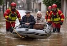 Wenn der Fluss die Geduld verliert – Cognac und Saintes im Ausnahmezustand Hochwasser-Evakuierung-Feuerwehr_Illustration