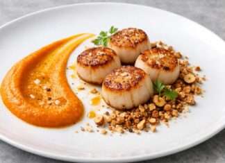 Jakobsmuscheln mit Vanille-Karottenpüree und Haselnusspulver – Der Februar in der französischen Küche Jakobsmuscheln-mit-Vanille-Karottenpüree-und-Haselnusspulver