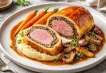 Der Februar in der französischen Küche – Kalbsfilet im Briochemantel mit Pilzduxelles Kalbsfilet-im-Briochemantel-mit-Pilzduxelles