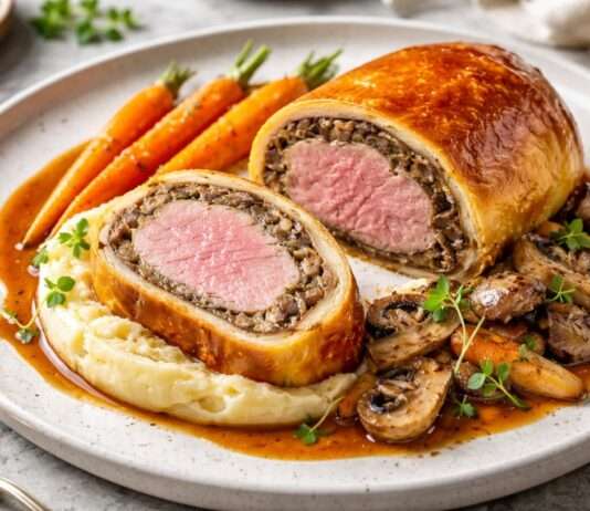 Der Februar in der französischen Küche – Kalbsfilet im Briochemantel mit Pilzduxelles Kalbsfilet-im-Briochemantel-mit-Pilzduxelles