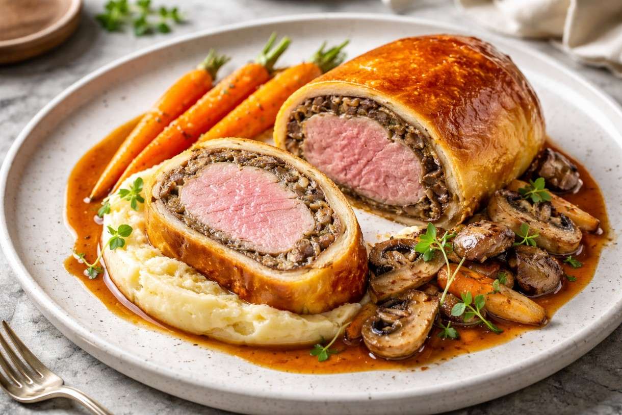 Der Februar in der französischen Küche - Kalbsfilet im Briochemantel mit Pilzduxelles