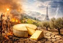 Wenn das Terroir ins Wanken gerät – Wie der Klimawandel Frankreichs AOPs herausfordert Klimawandel-zerstört-landwirtschaftliche-Tradition_Illustration