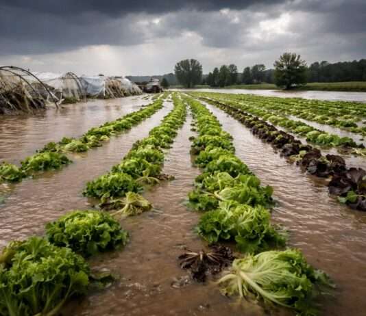 Überschwemmungen und Gemüseknappheit: Droht Frankreich eine stille Versorgungskrise? Landwirtschaft-Gemüseanbau-Überschwemmungen-Schäden_Illustration