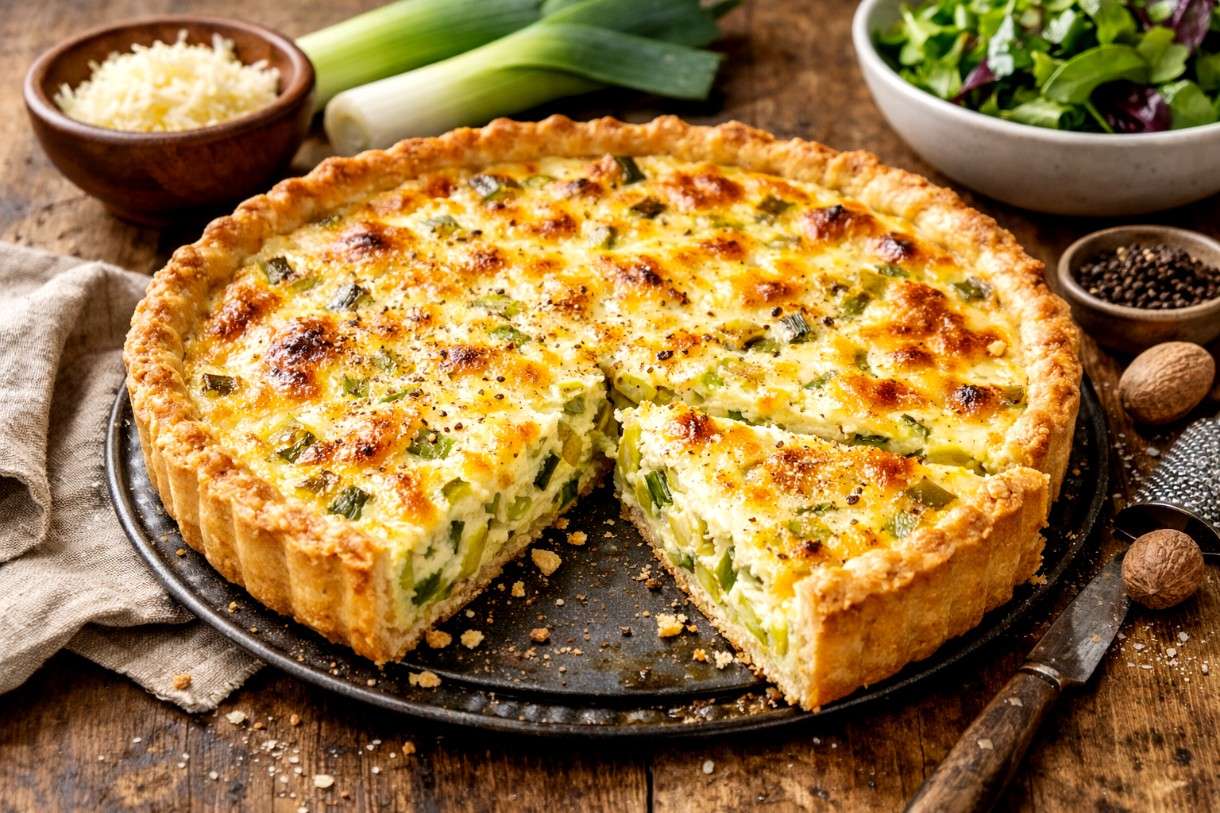 Der Februar in der französischen Küche: Lauch-Quiche mit Gruyère und Muskatnuss