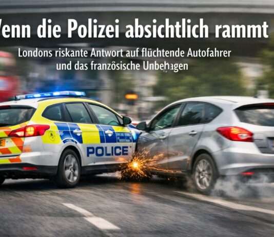 Wenn die Polizei absichtlich rammt – Londons riskante Antwort auf flüchtende Autofahrer und das französische Unbehagen London_Polizei_Illustration