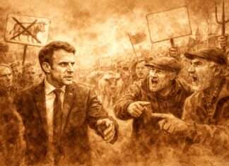 Kommentar: Wer ist schuld? Natürlich der Präsident! Macron-wütende-Landwirte-Bauern_Illustration