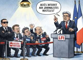 Kommentar: Wenn man sich zum Verkünder der Wahrheit erhebt, sollte man wenigstens den Mut haben, sich Fragen stellen zu lassen. Melenchon-Medien_Illustration