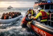 Rettung im Morgengrauen: Mehr als hundert Migranten vor Malo-les-Bains aus Seenot geborgen Migration_Ärmelkanal_Migranten_Rettung_Illustration