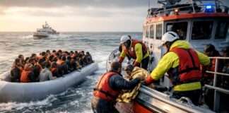 Rettung im Morgengrauen: Mehr als hundert Migranten vor Malo-les-Bains aus Seenot geborgen Migration_Ärmelkanal_Migranten_Rettung_Illustration