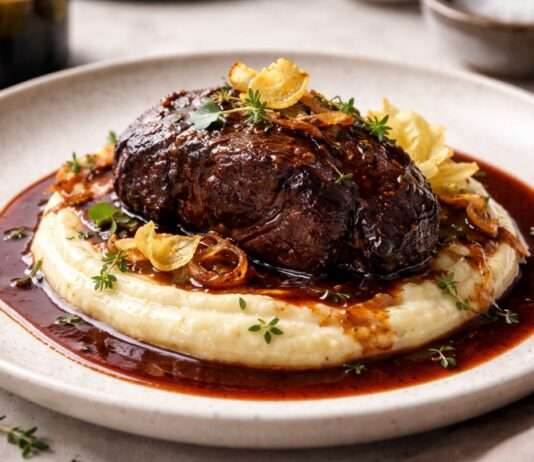 Der Februar in der französischen Küche: Rinderschmorbacke in Pinot Noir mit Selleriepüree Rinderschmorbacke-in-Pinot-Noir-mit-Selleriepüree