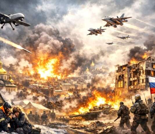 Kiew unter Dauerbeschuss – Russland intensiviert Angriffe vor dem Jahrestag der Invasion Russland-Ukraine-Krieg_Illustration