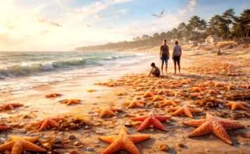 Wenn das Meer seine Sterne verliert – Ein Morgen in der Loire Atlantique Strandung-Seesterne_Illustration