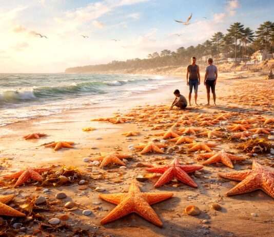 Wenn das Meer seine Sterne verliert – Ein Morgen in der Loire Atlantique Strandung-Seesterne_Illustration