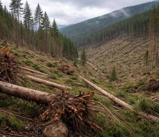 Wenn der Wald fällt: 80.000 Kubikmeter Windbruch im Espinouse-Massiv Sturm-Windbruch_Illustration
