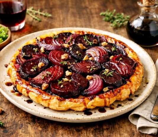 Der Februar in der französischen Küche – Tarte Tatin von Roter Bete und Zwiebeln mit Balsamico Tarte-Tatin-von-Roter-Bete-und-Zwiebeln-mit-Balsamico