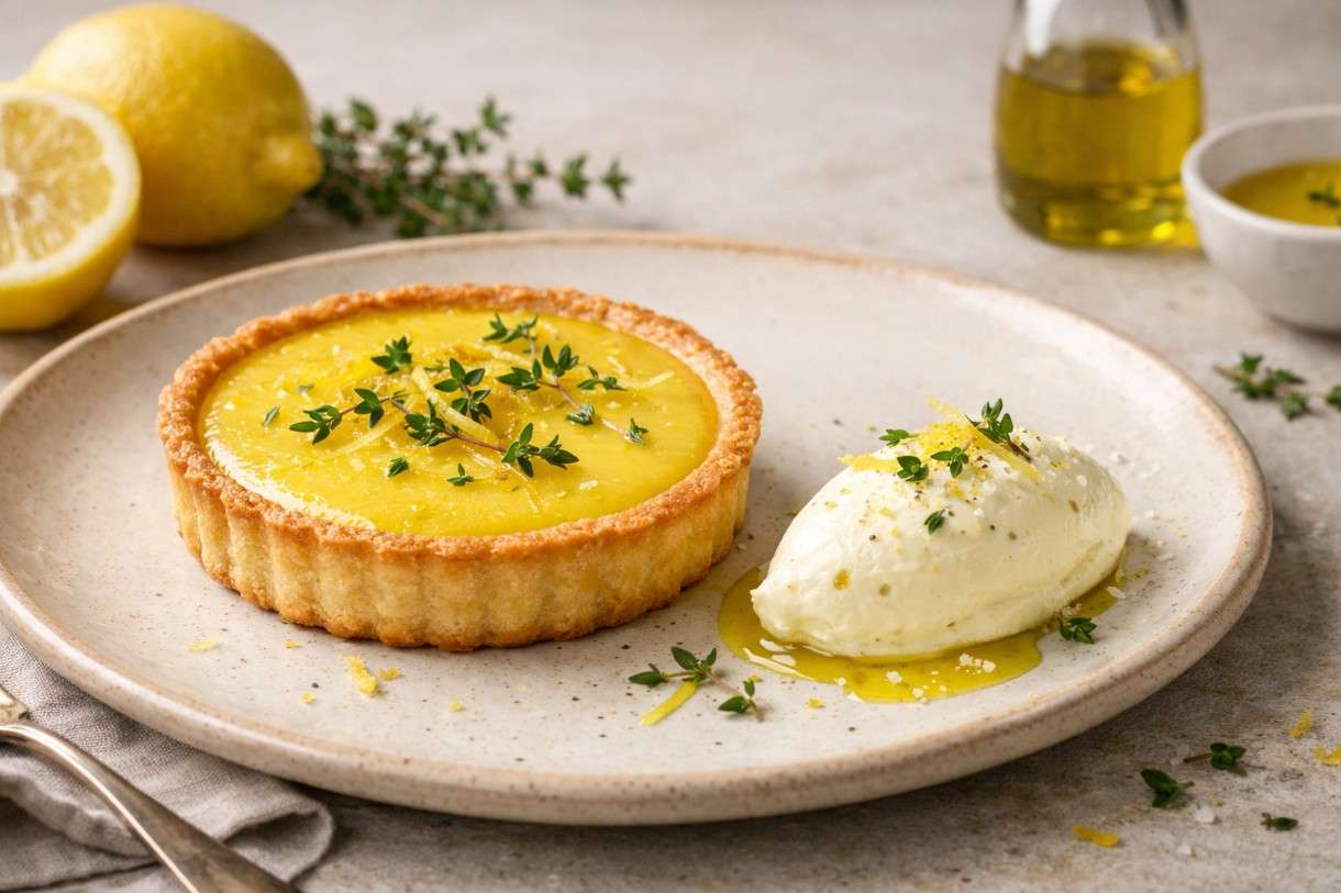 Der Februar in der französischen Küche - Zitronen-Thymian-Tarte mit Olivenöl-Crème