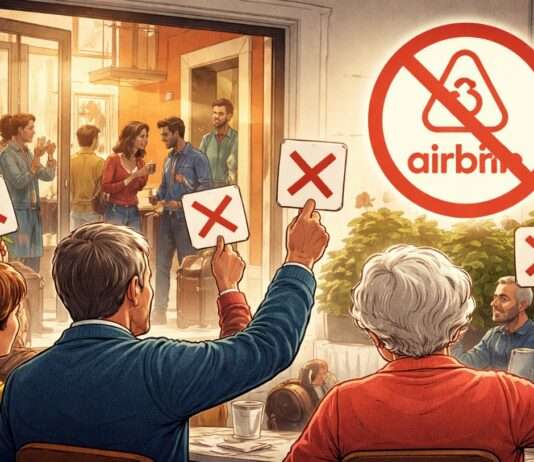 Wenn Nachbarn Nein sagen dürfen: Auf dem Weg zu einem stillen Machtwechsel im Wohnungseigentum Airbnb-Einschränkung-Hausgemeinschaft_Illustration