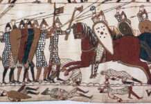 Hastings 1066: Was man zu wissen glaubte – und was die Forschung neu entdeckt Schlacht-von-Hastings_Teppich-von-Bayeux_Wikipedia