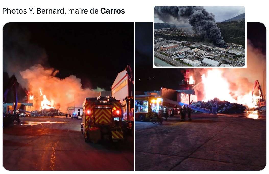 Feuerinferno in der Industriezone von Nizza-Carros: Mehr als 200 Menschen müssen fluchtartig ihre Arbeitsplätze verlassen