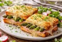 Der Frühling ist da: Croque-Monsieur printanier mit grünem Spargel und Jambon blanc Croque-Monsieur-printanier-mit-grünem-Spargel-und-Jambon-blanc