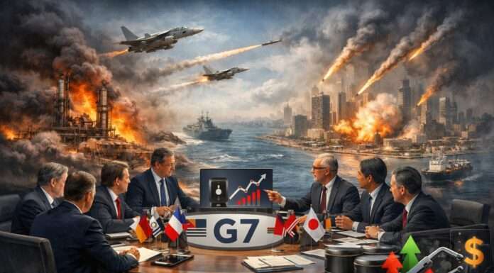 G7-Finanzminister im Krisenmodus: Wie der Nahostkrieg die Weltwirtschaft erschüttert G7-Krisentreffen_Illustration