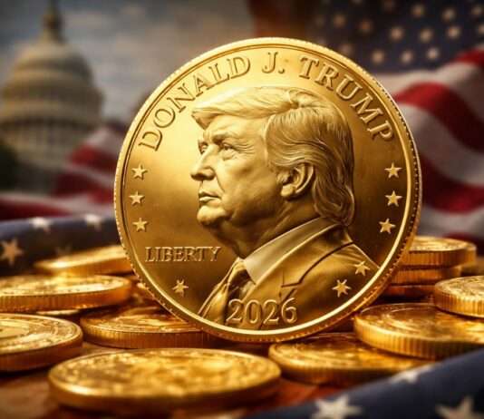 Die Münze als Machtzeichen – Trumps Griff nach den Symbolen der Republik Gedenkmünze_Gold_Donald-Trump_Illustration