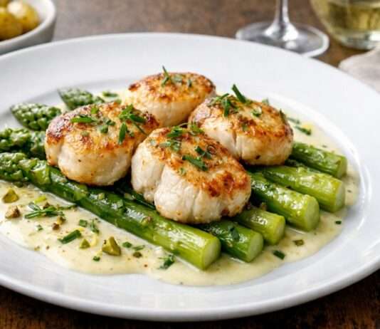 Lotte rôtie aux asperges et sauce vin blanc – Frühling auf französische Art Lotte-rôtie-aux-asperges-et-sauce-vin-blanc