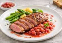 Der Frühling auf dem Teller: Magret de canard, sauce rhubarbe Magret-de-canard-avec-sauce-rhubarbe