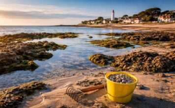 Wenn das Meer sich zurückzieht Muscheln-sammeln-Gezeiten_Illustration