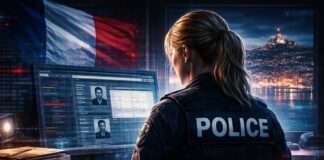 Ein leises Beben im Sicherheitsapparat: Der Fall Marseille und die Macht der Information Polizistin-Korruption_Marseille_Illustration