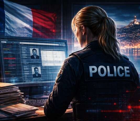 Ein leises Beben im Sicherheitsapparat: Der Fall Marseille und die Macht der Information Polizistin-Korruption_Marseille_Illustration