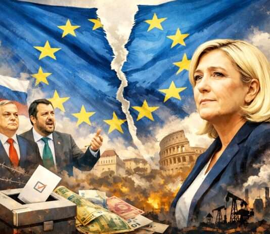 Europa als politisches Instrument: Die paradoxe Strategie der Nationalisten Rechtspopulismus-Europa-Spannungen_Illustration