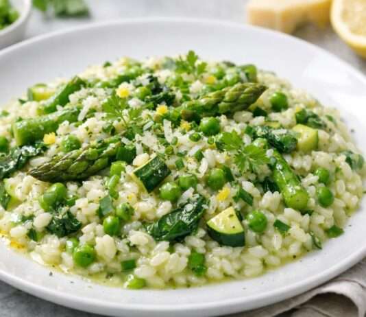 Risotto printanier aux légumes verts – Frühlingsrisotto mit grünem Gemüse Risotto-printanier-aux-légumes-verts