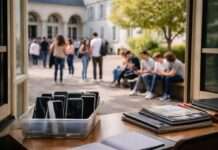 Digitale Pause im Klassenzimmer: Frankreich ringt um den richtigen Umgang mit Smartphones im Lycée Smartphone-Lycee-Verbot_Illustration