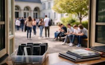 Digitale Pause im Klassenzimmer: Frankreich ringt um den richtigen Umgang mit Smartphones im Lycée Smartphone-Lycee-Verbot_Illustration